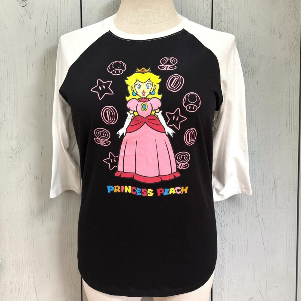 Torrid 2 (2X 18/20) Super Mario Nintendo Princess Peach 3/4 Raglan Tee T Shirt‎